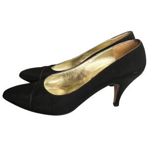 Chanel Black Interlocking CC Logo Nylon Pumps, US7.5,/T37.5